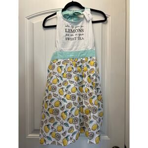 NWT Paula Deen Life Gives You‎ Lemons Apron Print Lemonade Cooking Baking Cotton